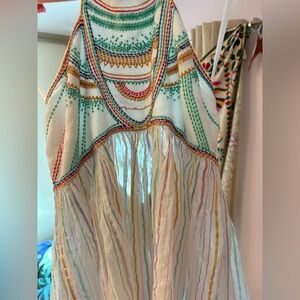 Embroidered Halter Top High Neck Vacation Summer